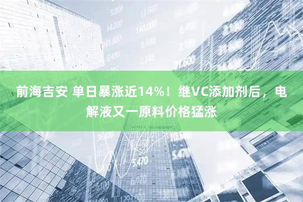 前海吉安 单日暴涨近14%!继VC添加剂后,电解液又一原料价格猛涨